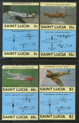 St. Lucia 1985 World War II Aircraft Aviation Sc 762-65 MNH # 701