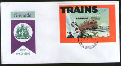 Grenada 2001 Trains Locomotive Railway Sc 3043 M/s FDC # 7084