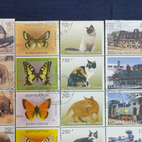 Worldwide 65 Diff. Stamp on Cat Dog Elephant Car Trains Butterflies Horse Cancelled # 7089
