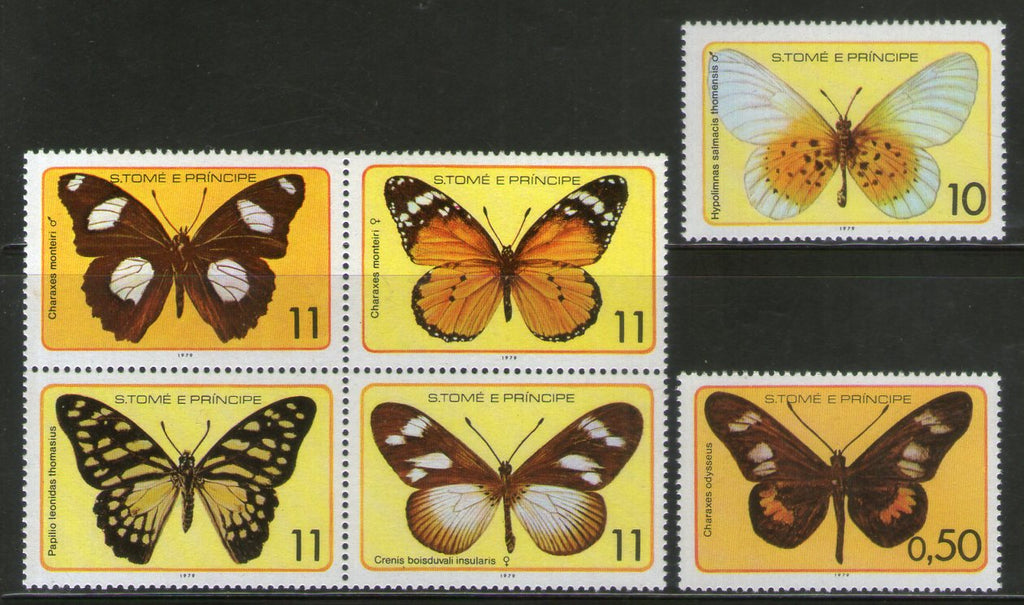 St. Thomas & Prince Islands 1979 Butterfly Moth Insect Sc 501-6 MNH # 717