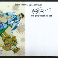 India 2020 Salute to COVID-19 Warriors Map Police Doctor Health Special Cover # 7299