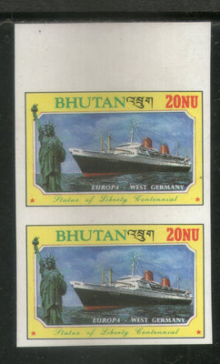 Bhutan 1986 Statue of Liberty Cent. Ship Sc 581 Imperf Pair MNH # 731