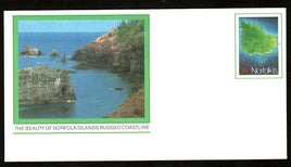Norfolk Islands Beauty of Rugged Coastline Postal Stationery Envelope Mint # 7426