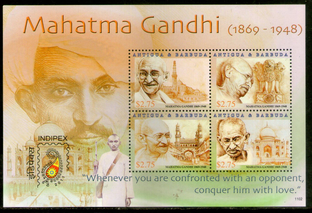 Antigua & Barbuda 2011 Mahatma Gandhi of India Sc 3130 M/s MNH # 6377