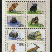Angola 1998 Wildlife Animals Monkey Lion Elephant Zebra Sc 1027 Sheetlet MNH # 7549
