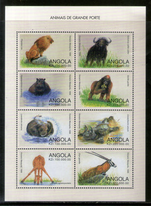 Angola 1998 Wildlife Animals Monkey Lion Elephant Zebra Sc 1027 Sheetlet MNH # 7549