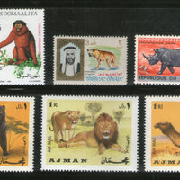 6 Diff. Lion Bear Zebra Zoo Animals Wildlife Stamps MNH # 755