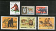6 Diff. Lion Bear Zebra Zoo Animals Wildlife Stamps MNH # 755