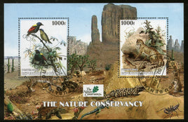 Benin 2003 Nature Conservancy Birds Wildlife Big Cat Snake Reptiles M/s Cancelled # 7579
