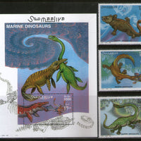 Somalia 2000 Pre Historic Marine Life Dinosaurs M/s + 3v MNH # 7589
