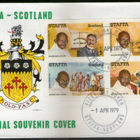 Staffa - Scotland 1979 Mahatma Gandhi of India 4v Imperf FDC # 7590