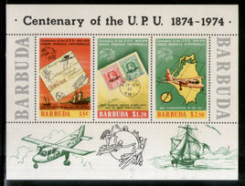 Barbuda 1974 Universal Postal Union UPU Centenary Ship Stamp on Stamp Sc 169a M/s MNH # 7604