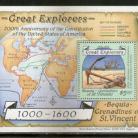 St. Vincent Bequia Gr. 1987 Great Explorers Sea Anchor Ship Map Sc 259 M/s  MNH # 7648