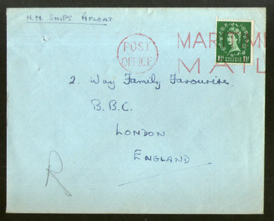 Great Britain 19?? Maritime Mail Cancellation From H.M. Ship Afloat # 7665