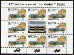 Maldives 1983 Classic Cars Mercedes-Benz T Ford Sc 993 Sheetlet of 8 MNH # 7722