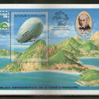 St. Thomas & Prince Is. 1979 Rowland Hill Zeppelin Graph UPU Mountain Sc 519 M/s MNH # 7726