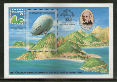St. Thomas & Prince Is. 1979 Rowland Hill Zeppelin Graph UPU Mountain Sc 519 M/s MNH # 7726