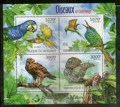 Burundi 2012 Owl Eagle Parrots Birds Wildlife Sc 1123 M/s MNH # 7741