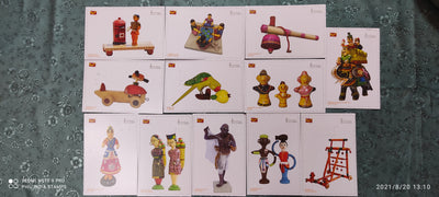 India 2020 Traditional Toys 151 Years of Post Card Philately Day Set of 12 Cancelled Post Cards # 7774
