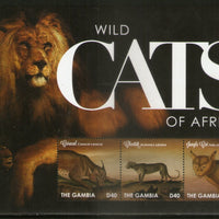 Gambia 2013 Wild Cats Lion Leopard Wildlife Animals Sc 3423 M/s MNH # 7912