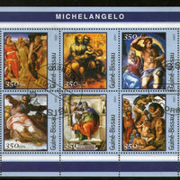 Guine Bissau 2001 Michelangelo Painting Art M/s Sheetlet Cancelled # 7928