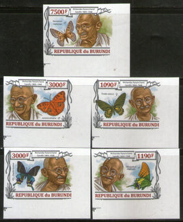 Burundi 2013 Mahatma Gandhi of India & Butterfly 5v Imperf MNH # 794