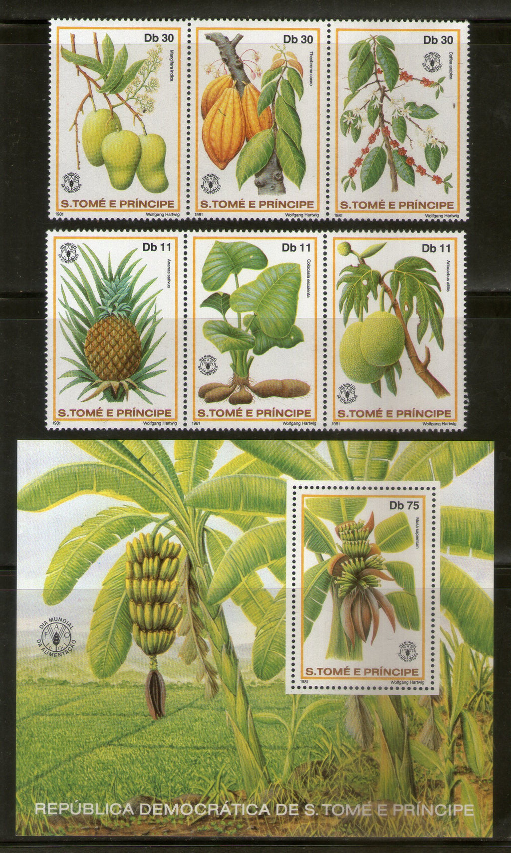 St. Thomas & Prince Is. 1981 Fruits Agriculture FAO Sc 641-43 6v+M/s MNH # 7972