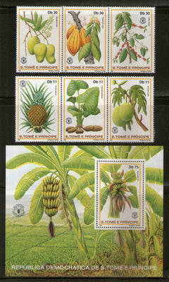 St. Thomas & Prince Is. 1981 Fruits Agriculture FAO Sc 641-43 6v+M/s MNH # 7972