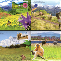 India 2020 UNESCO World Heritage Site Wildlife Animals Tiger Langur Monkey Set of 5 Max Cards # 8007