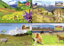 India 2020 UNESCO World Heritage Site Wildlife Animals Tiger Langur Monkey Set of 5 Max Cards # 8007