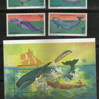 Somalia 1999 Whales Marine Life Boat Ship Fish M/s + 4v MNH # 8055