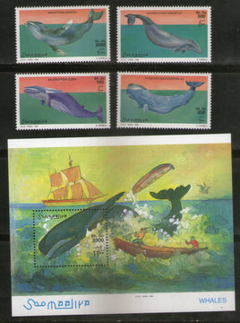Somalia 1999 Whales Marine Life Boat Ship Fish M/s + 4v MNH # 8055