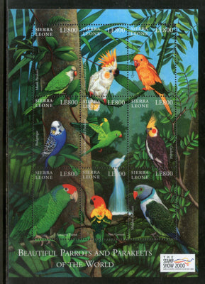 Sierra Leone 2000 Parrots Birds Animals Sc 2272 Sheet of 9 MNH # 8155