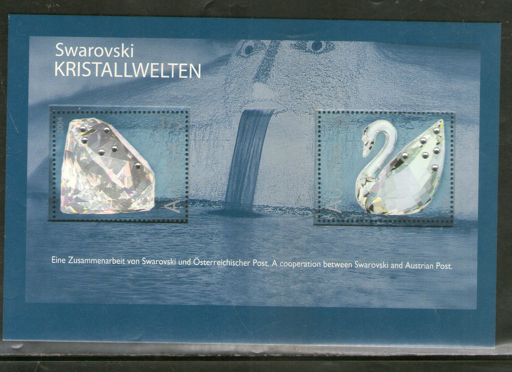 Austria 2004 Swarovski Crystal Swan Sc 1966 Odd Shape Exotic Stamp MNH # 8159