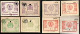 India Fiscal Bikaner State 8 different Talbana Revenue Court Fee Stamps # 8171