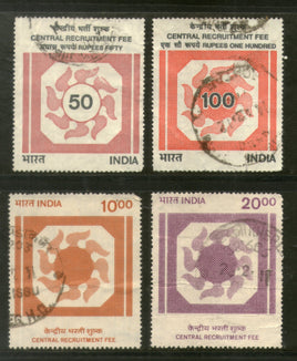 India Fiscal 4 Different Central Recruitment Fee Stamp Used Set # 81