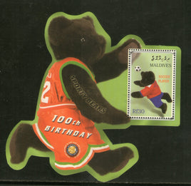 Maldives 2002 Teddy Bear Centenary Football Odd Shaped M/s Sc 2659 MNH # 8209