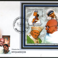 Mozambique 2002 Mahatma Gandhi of India Mother Teresa Pope M/s FDC RARE # 8217