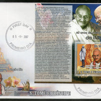 St. Thomas & Prince 2007 Mahatma Gandhi of India Buddha M/s on FDC # 8218