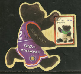 Maldives 2002 Teddy Bear Centenary Golfer Odd Shaped M/s Sc 2660 MNH # 8238
