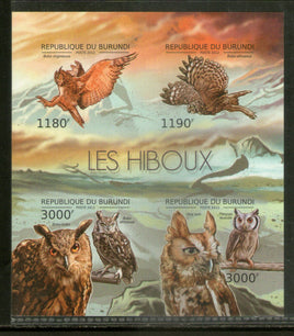 Burundi 2012 Owls Birds of Prey Wildlife Sc 1200 Imperf M/s MNH # 8260