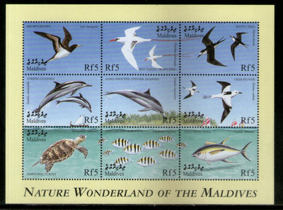 Maldives 1999 Sea Birds Dolphin Turtle Wildlife Fauna Sc 2388 Sheetlet MNH # 8287