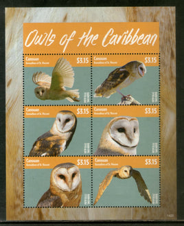 Saint-Vincent 2014 Hiboux Oiseaux de proie Faune Faune Feuillet MNH # 8423