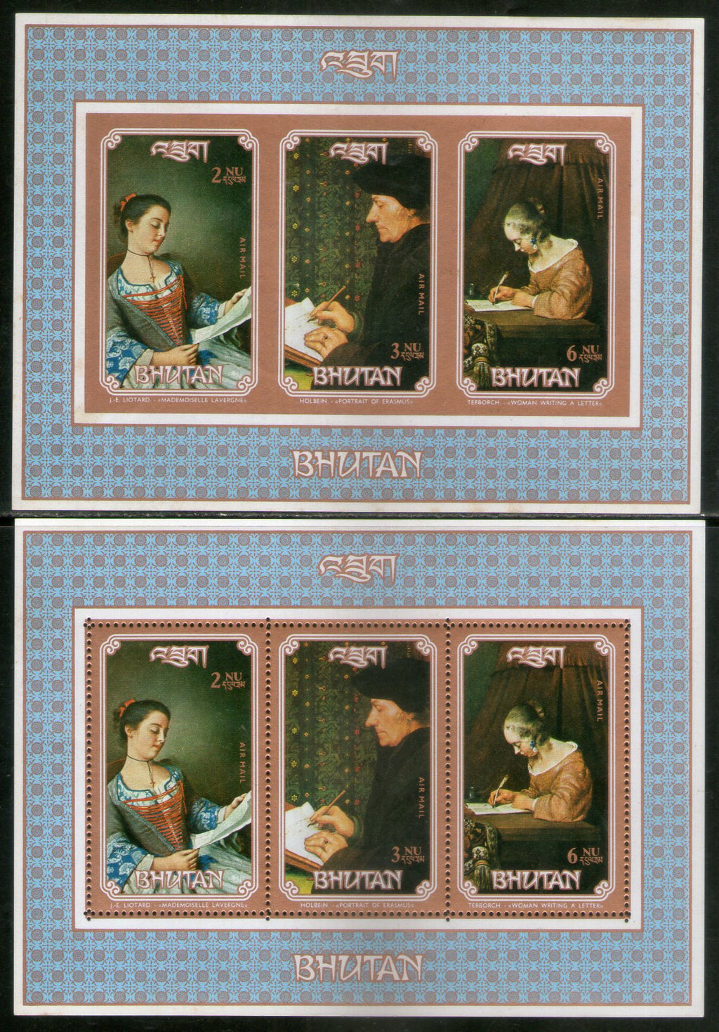 Bhutan 1993 Paintings Sc 1090a Perf & Imperf M/s MNH # 8434
