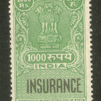 India Fiscal Rs. 1000 Ashokan Insurance Stamp Revenue Court Fee Fine Used # 871