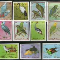 Ajman 1973 Parrots Carne Egret Birds Wildlife 11v Imperf Set MNH # 896