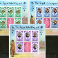 Antigua 1981 Royal Wedding Princess Diana & Charles Sc 523-25 Sheetlet MNH # 9007