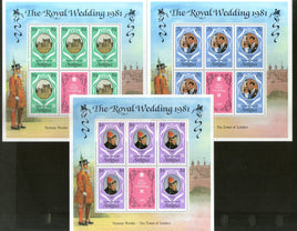 Antigua 1981 Royal Wedding Princess Diana & Charles Sc 523-25 Sheetlet MNH # 9007