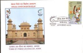 India 2010 Commonwealth Games Queen's Baton Relay Sport Tomb Muscot Shera AGRA Special Cover # 9012