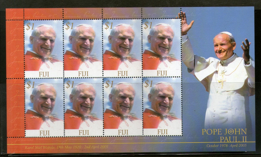 Fiji 2005 Pope John Paul II Famous People Religion Sc 1059 Sheetlet MNH # 9037